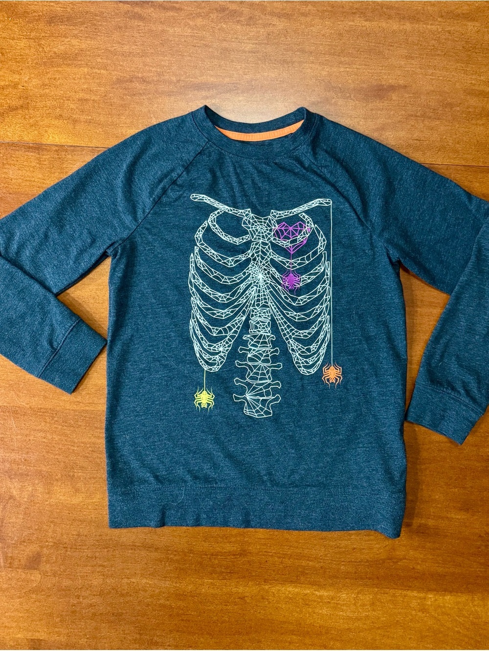 GLOW IN THE DARK Cat & Jack Teal Long-Sleeve Ribcage Graphic Tee